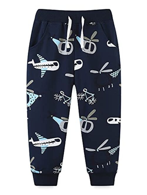 Bumeex Baby and Toddler Boys' 2-Pack Pull on French Terry Pants 1-7Y