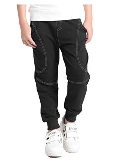 CECLEAD Boy's Fashion Casual Cotton Sweatpants Slim Fit Athletic Drawstring Jogger Pants
