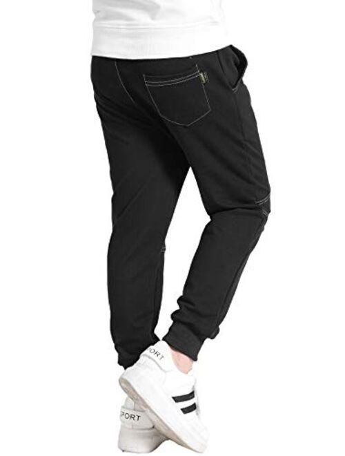 CECLEAD Boy's Fashion Casual Cotton Sweatpants Slim Fit Athletic Drawstring Jogger Pants