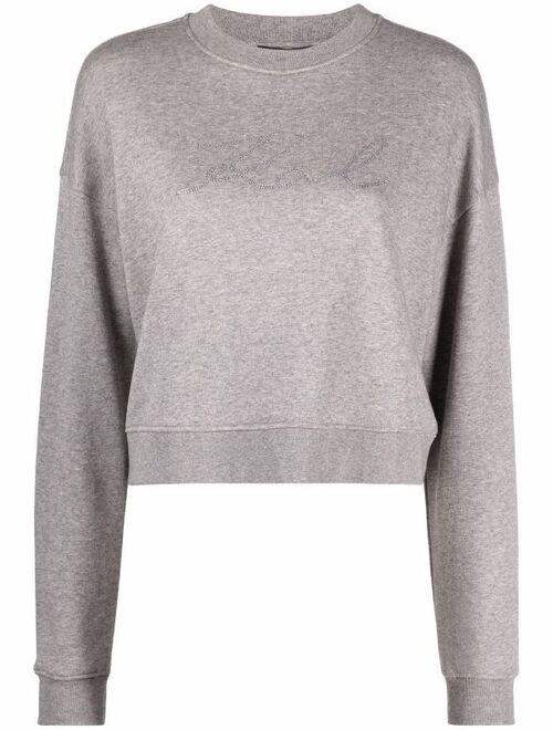 Karl Lagerfeld logo-studded cropped sweatshirt
