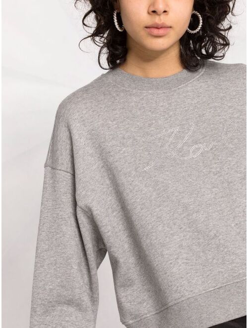 Karl Lagerfeld logo-studded cropped sweatshirt
