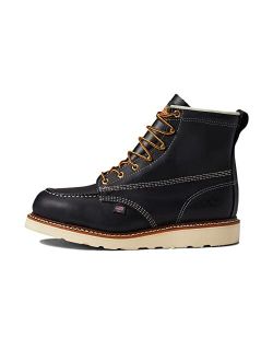American Heritage 6 Steel Toe Work Boots for Men - Full-Grain Leather with Moc Toe, Slip-Resistant Wedge Outsole, and Comfort Insole; EH Rated
