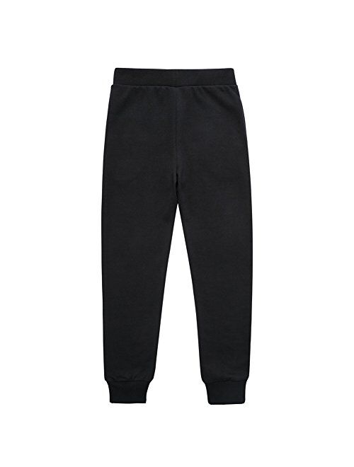 UNACOO Boys Casual Soft French Terry Cotton Pull-on Jogger Pants with 2-Pocket