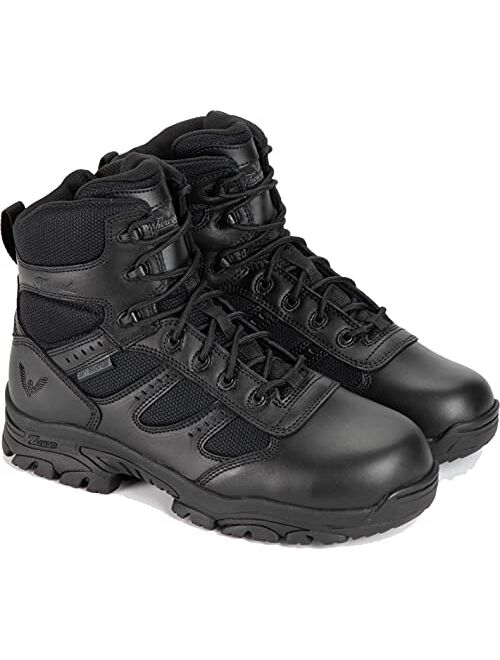 Thorogood Deuce 6 Waterproof Side-Zip Black Tactical Boots for Men and Women with Full-Grain Leather, Soft Toe, and Slip-Resistant Outsole; BBP & EH Rated