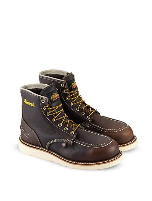 Thorogood 1957 Series 6 Waterproof Moc Toe Work Boots for Men - Soft Toe, Full-Grain Leather with Slip-Resistant Wedge Outsole and Shock-Absorbing Footbed