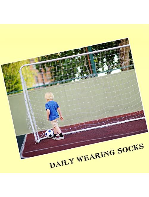 Jamegio 6 Pairs Boys' Cotton Crew Socks,Socks for Boys Age 3-10,Comfortable Stretch Cushioned Athletic Socks