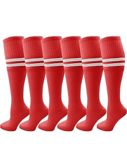 Winterlace Kids Soccer Socks, 6 Pairs for Boys Girls, Youth Knee High Athletic Sports Football Gym School Team Pack for Children