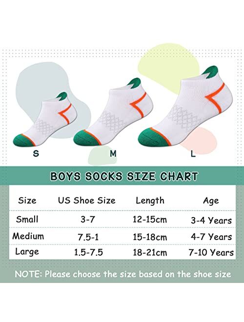 Comfoex 12-Pairs-Boys-Socks-Ankle-Athletic Sports Socks With Cushioned Sole For Big Little Kids