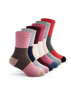 Mardonskey Kids Wool Socks Boys Winter Warm Socks Thicken Thermal Crew Socks for Boys 6 Pairs
