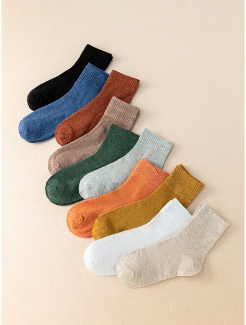 Shein 10pairs Kids Solid Crew Socks