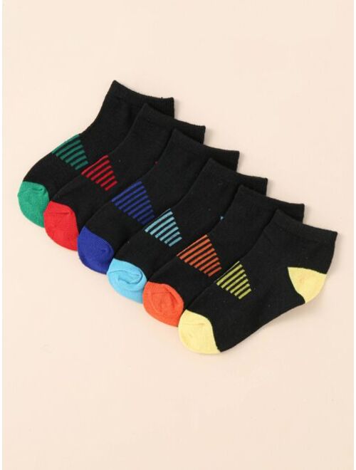 Shein 6pairs Toddler Kids Striped Pattern Ankle Socks