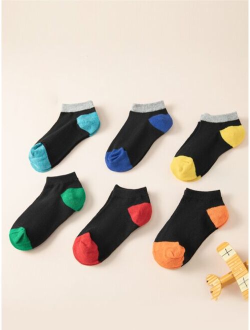Shein 6pairs Toddler Kids Color Block Socks