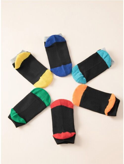 Shein 6pairs Toddler Kids Color Block Socks