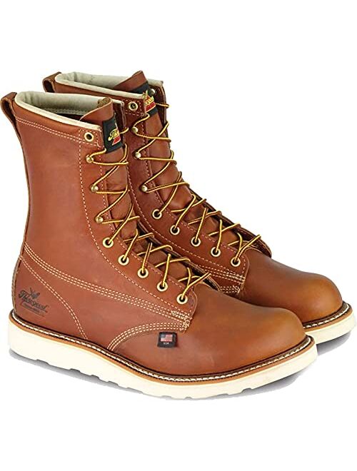 Thorogood American Heritage 8 Steel Toe Work Boots for Men - Full-Grain Leather with Round Toe, Slip-Resistant Wedge Outsole and Comfort Insole; EH Rated