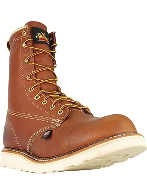 Thorogood American Heritage 8 Steel Toe Work Boots for Men - Full-Grain Leather with Round Toe, Slip-Resistant Wedge Outsole and Comfort Insole; EH Rated