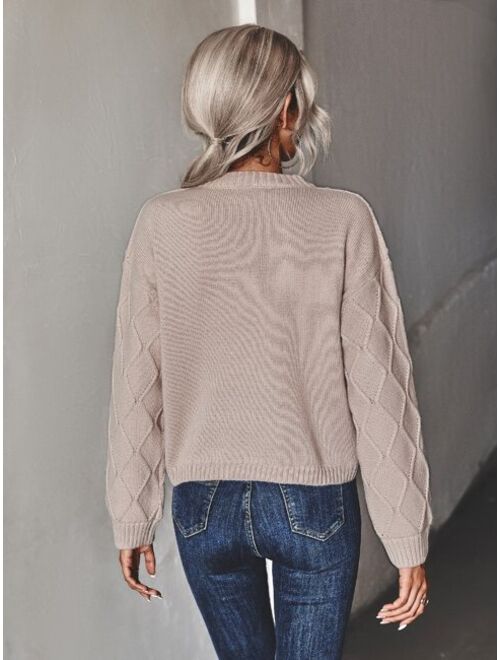 Shein Argyle Knit Drop Shoulder Sweater