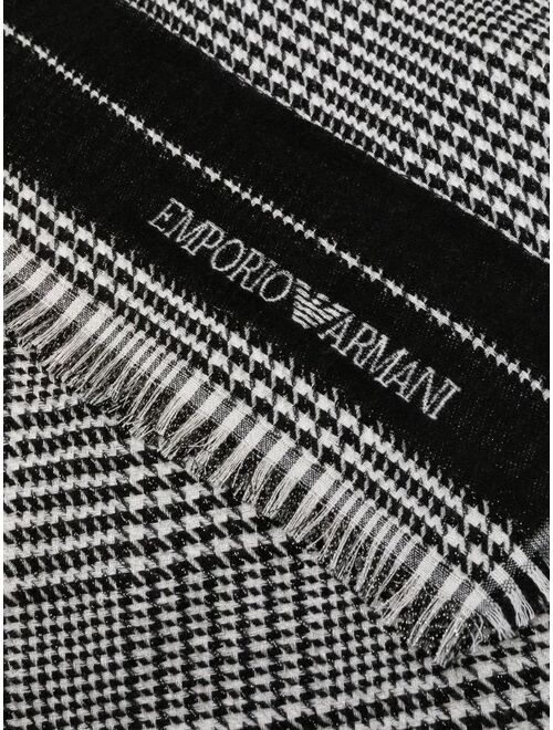 Emporio Armani logo-print houndstooth scarf