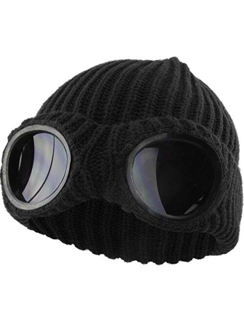 KBETHOS Goggle Lens Beanie Ribbed Knit Cuffed Winter Ski Hat Skull Cap Sunglass