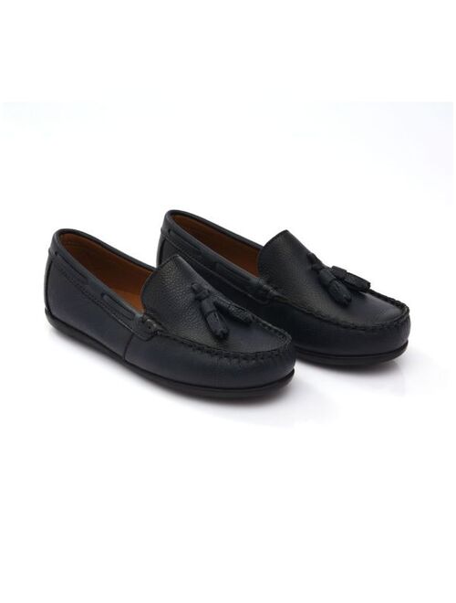 Moustache tassel-front faux leather loafers