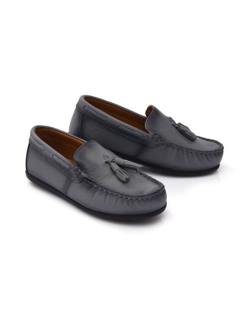 Moustache tassel-front faux leather loafers