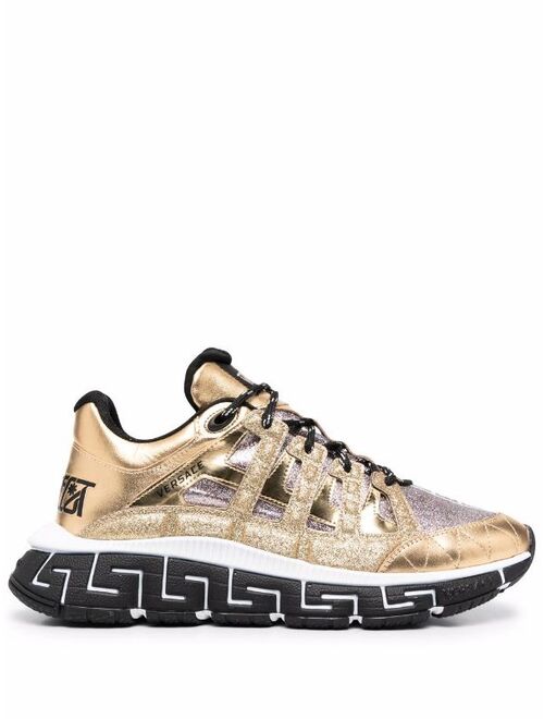 Versace Trigreca panelled cut-out sneakers