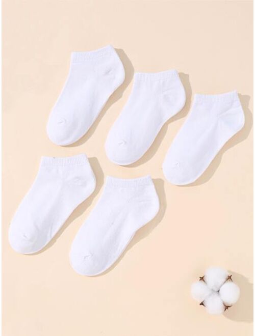 Shein 5pairs Toddler Kids Solid Socks