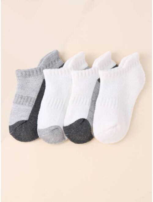 Shein 4pairs Toddler Kids Color Block Ankle Socks
