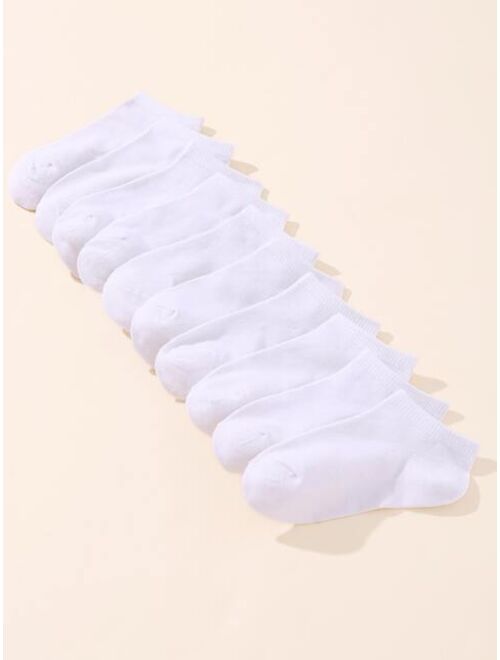 Shein 10pairs Toddler Kids Solid Ankle Socks