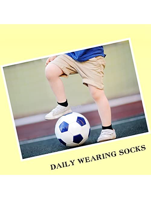 Jamegio boy socks 12 Pairs Sport Ankle Athletic Sock kids Half Cushion Low Cut socks for Little Big Kids Size Age 3-10 Years