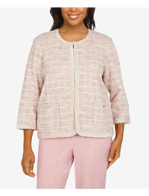 ALFRED DUNNER Women's Missy Magnolia Springs Boucle Shimmer Knit Jacket