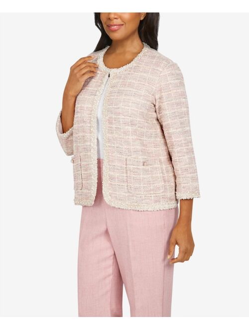 ALFRED DUNNER Women's Missy Magnolia Springs Boucle Shimmer Knit Jacket