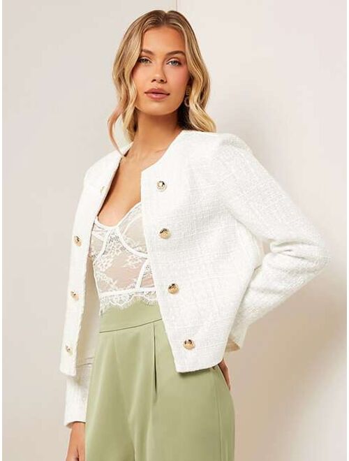 SHEIN Double Breasted Open Front Jacket