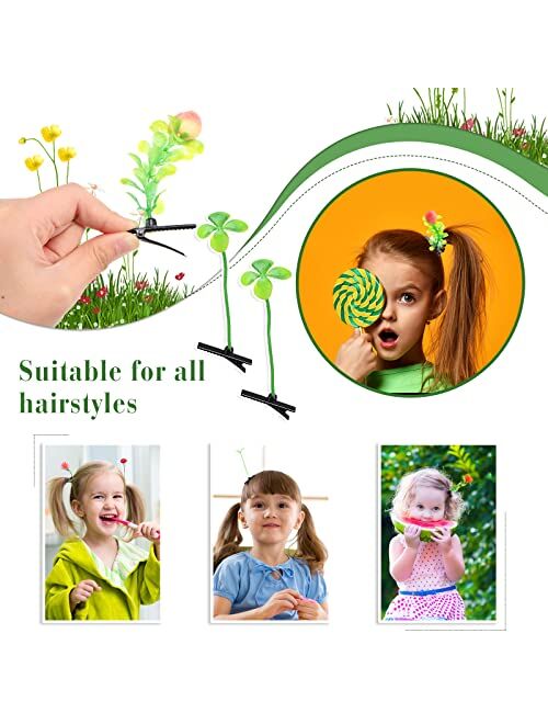 Luinabio 30 Pcs Bean Sprout Hair Clips Mixed Style Plant Hairpins Flower Plant Hair Clip Little Grass Barrette Butterfly Headwear Hair Accessories for Women Girls Kids Sc