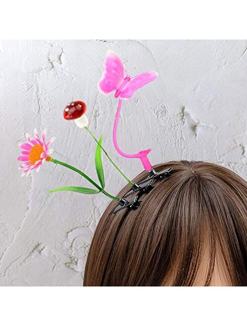 AEFR 13 Pairs Mini Bean Sprout Hairgrips Cute Grass Hair Clip Funny Green Leaf Plant Flower Mushroom Barrette Kids Sweet Girls Hairpin Hair Styling Tool Cosplay Hair Acce