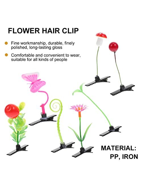 Kallory Bean Sprout Hair Clip Set: Plant Hairpins Flower Hair Clip Grass Barrette Cute Novelty Headwear 28pcs for Women Girls Kids Toddler Party Favor