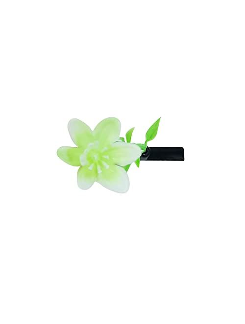 Huai Chao Hair Barrettes Simulated Plant Small Hair Clips 5 Pack Green Six-pedals Flower Hairpins Hair Accessories Decorations