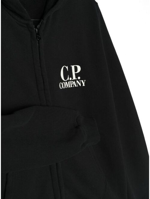 C.P. Company Kids TEEN logo-print zipped hoodie