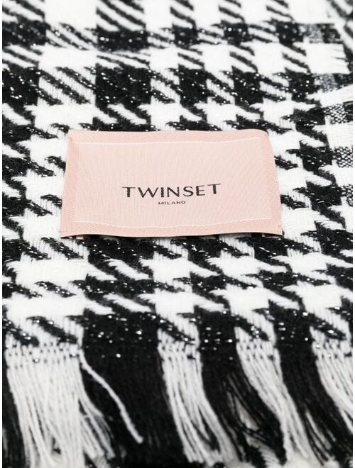 TWINSET houndstooth embroidered scarf