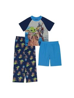 The Mandalorian Little Boys Mandalorian T-shirt, Shorts and Pajama, 3-Piece Set
