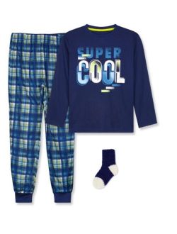 Max & Olivia Big Boys Long Sleeve Top, Pajama and Socks, 3 Piece Set