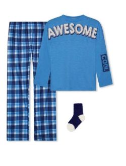 Max & Olivia Big Boys Long Sleeve Top, Pajama and Socks, 3 Piece Set