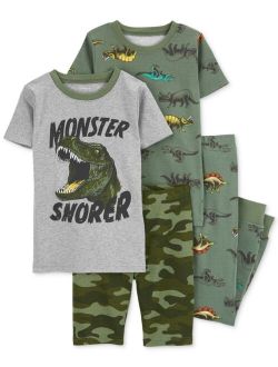 Big Boys 4-Pc. Snug Fit Dinosaur-Print Pajama Set