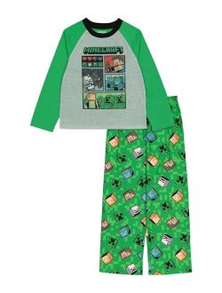 Big Boys Minecraft Pajamas, 2 Piece Set