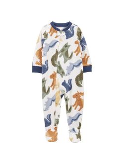 Toddler Boy Carter's Animal Allover Print Fleece Footie Pajamas