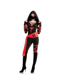 Adult Women Ninja Costume, Deluxe Ninja Costume Set for Halloween Party Dress Up Cosplay