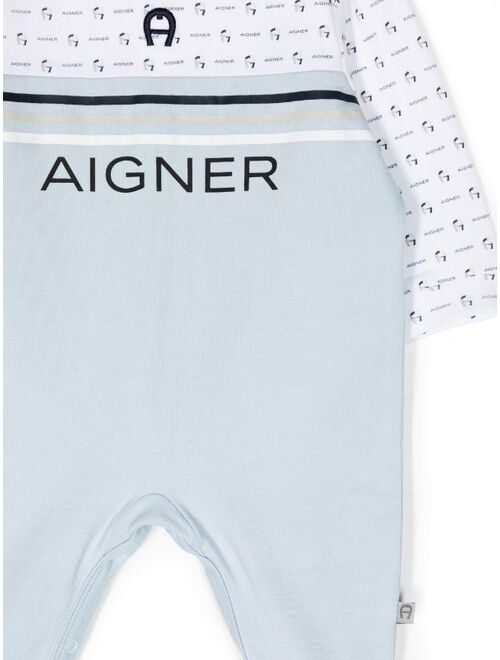 Aigner Kids colour-block logo-print pyjamas