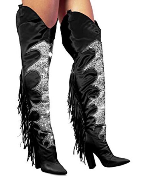 Cape Robbin Soraya Cowboy Thigh High Boots Women Western Cowgirl Boots with Chunky Block Heels