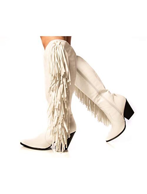 Cape Robbin Cowtown Cowboy Mid Calf Boots Women Western Cowgirl Boots with Chunky Block Heels