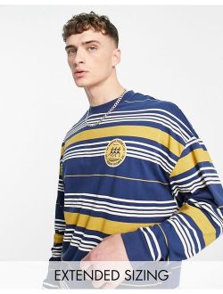 oversized stripe T-shirt in navy with running club badging
