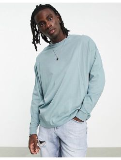 oversized long sleeve t-shirt in washed blue